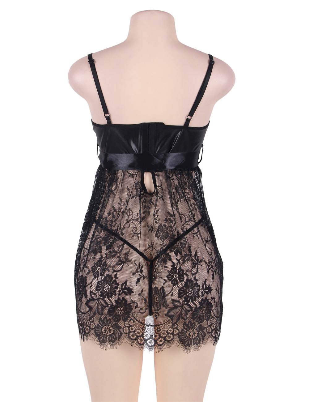 Plus Size Black Bow Lingerie With Thong