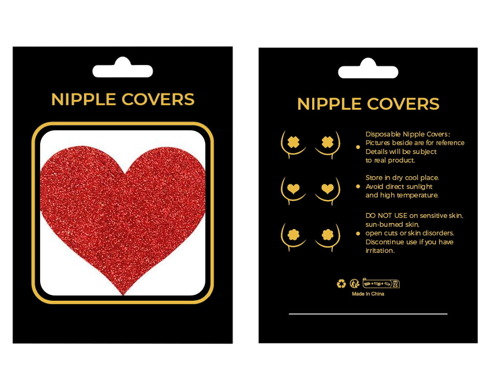 Red Glitter Heart-shaped Nipple Cover