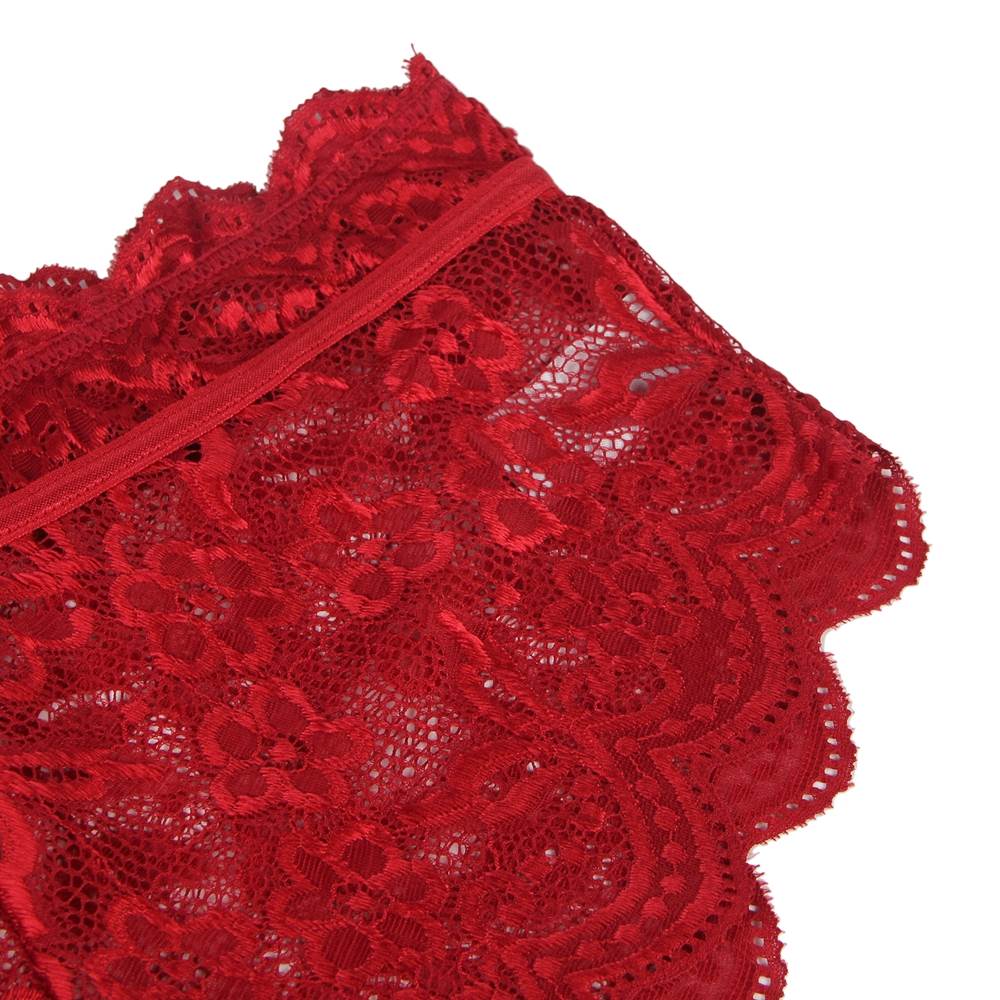 Plus Size High Waist Dark Red Full Lace Bra Panty Underwear