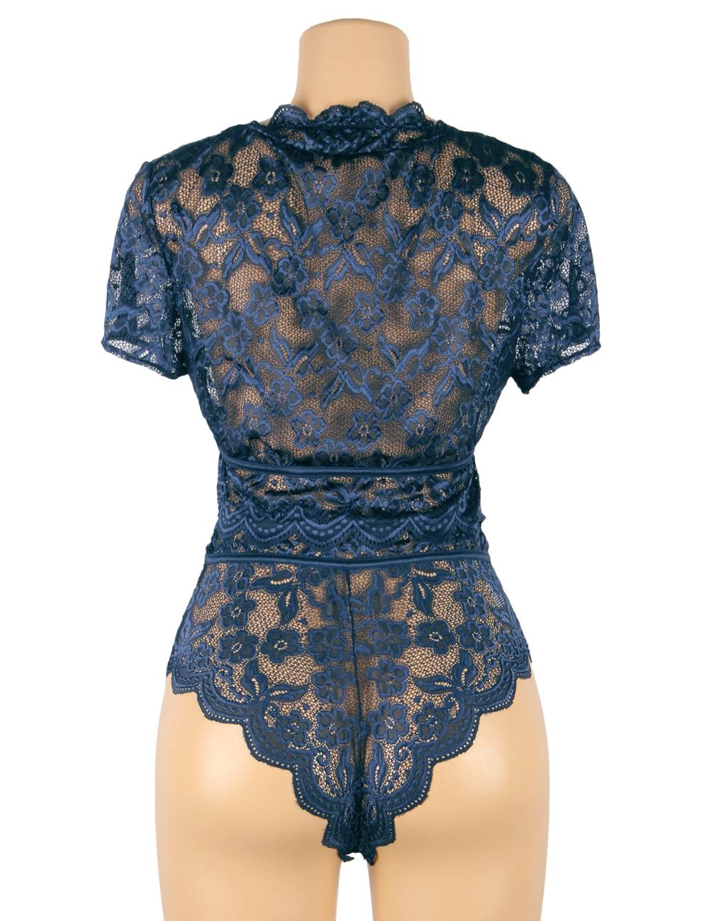Naughty Sexy Girls High Waist Dark Blue Full Lace Bra Panty Underwear