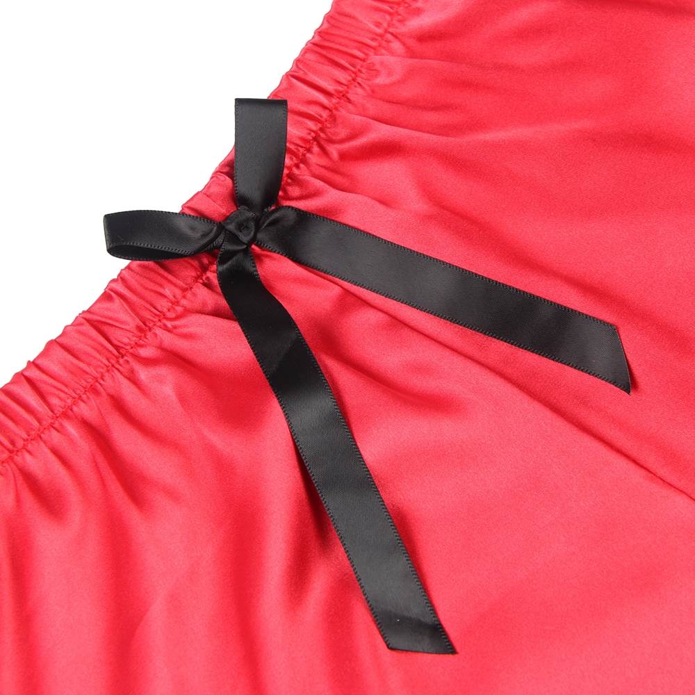 Lace Silk Camisole Home Casual Red Pajamas Set