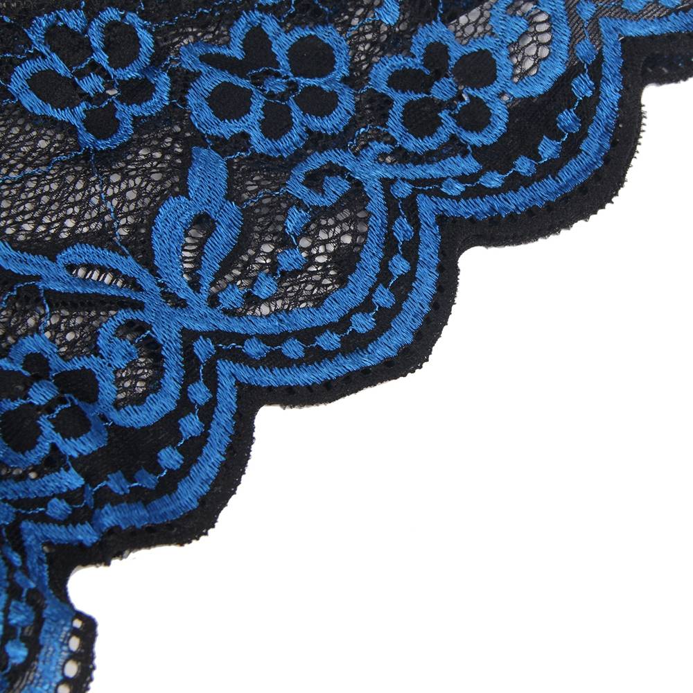 High Quality Blue Lace Cross Strap Decoration Sexy Bra Set