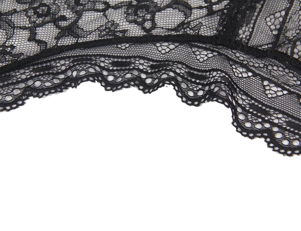 Black High Quality Floral Lace Sexy High Waist Perspective Panty