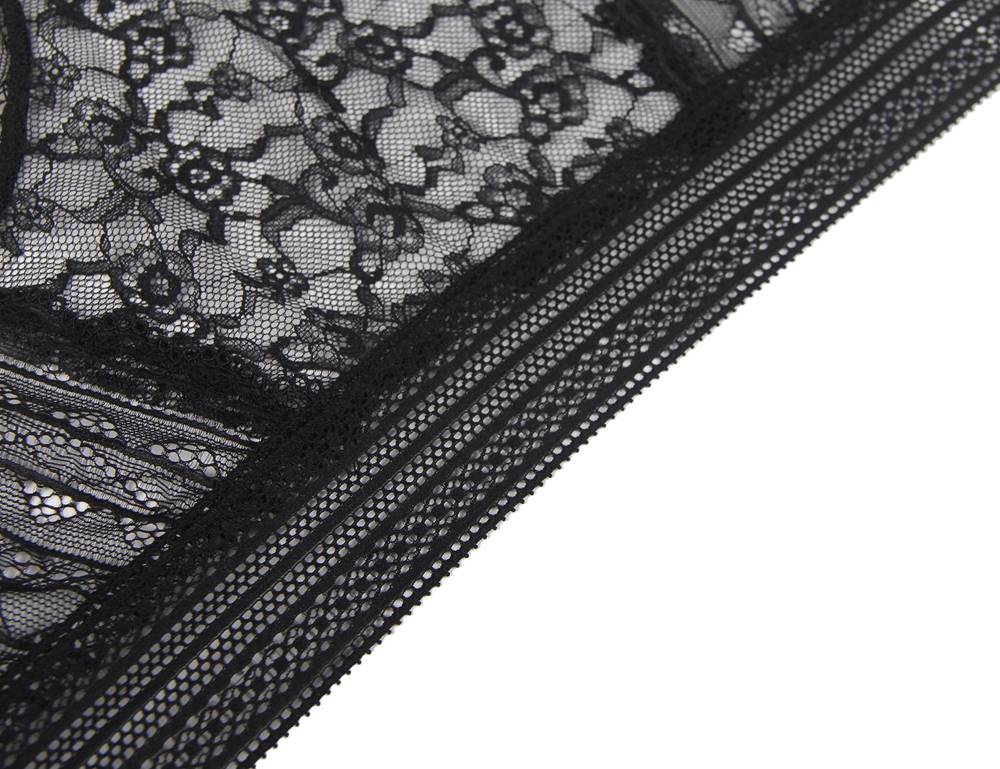 Black High Quality Floral Lace Sexy High Waist Perspective Panty