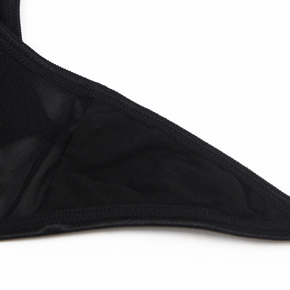 Black Sexy Lace Garter Five Hook and Eye Panty