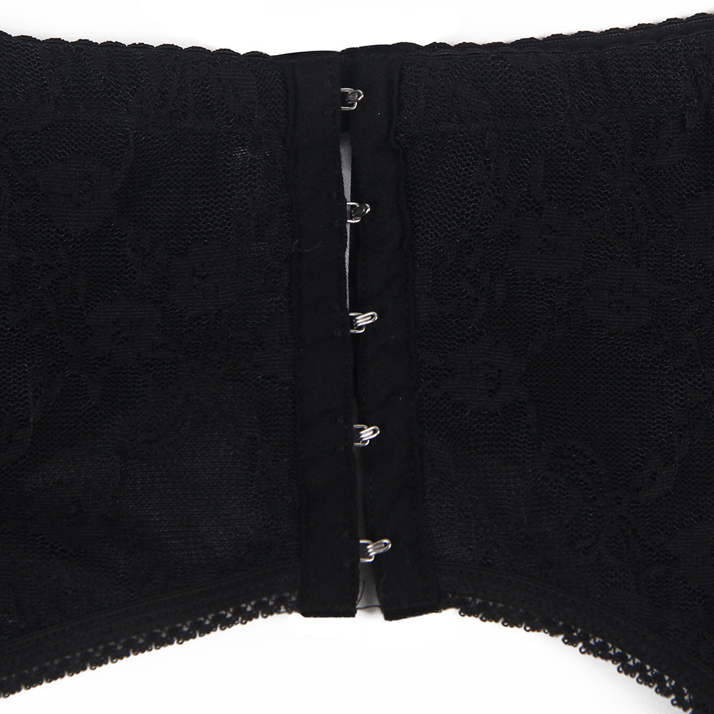 Black Sexy Lace Garter Five Hook and Eye Panty