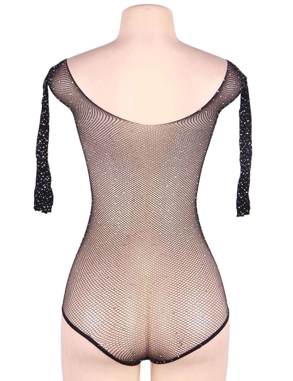 Long Sleeve Fishnet Off-the-shoulder Sparkle Bodysuit