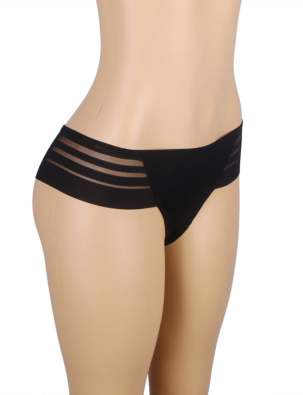 Black Transparent Stripe Mesh Sexy Panties