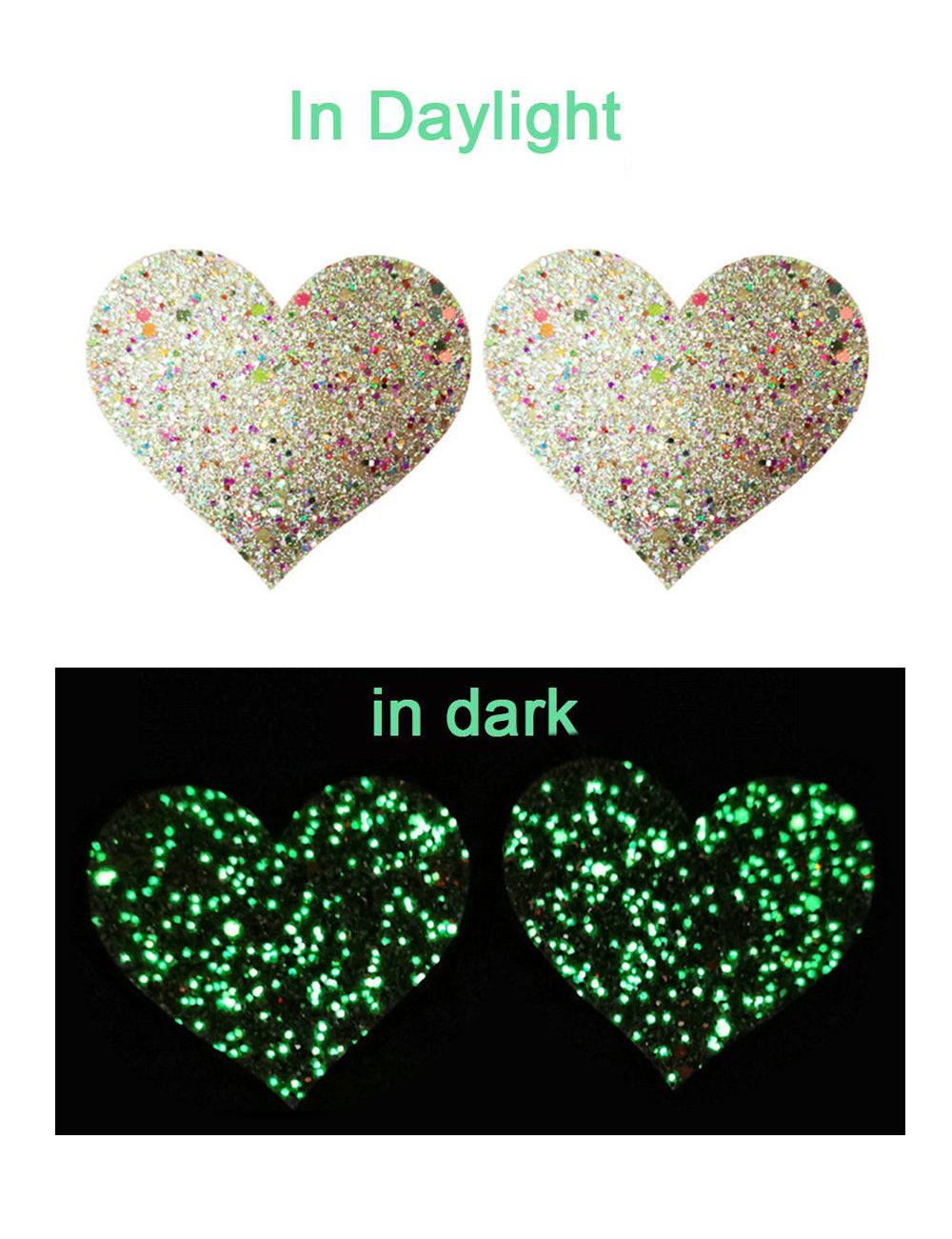 Heart-shaped Shine in the Dark Nipple Cover