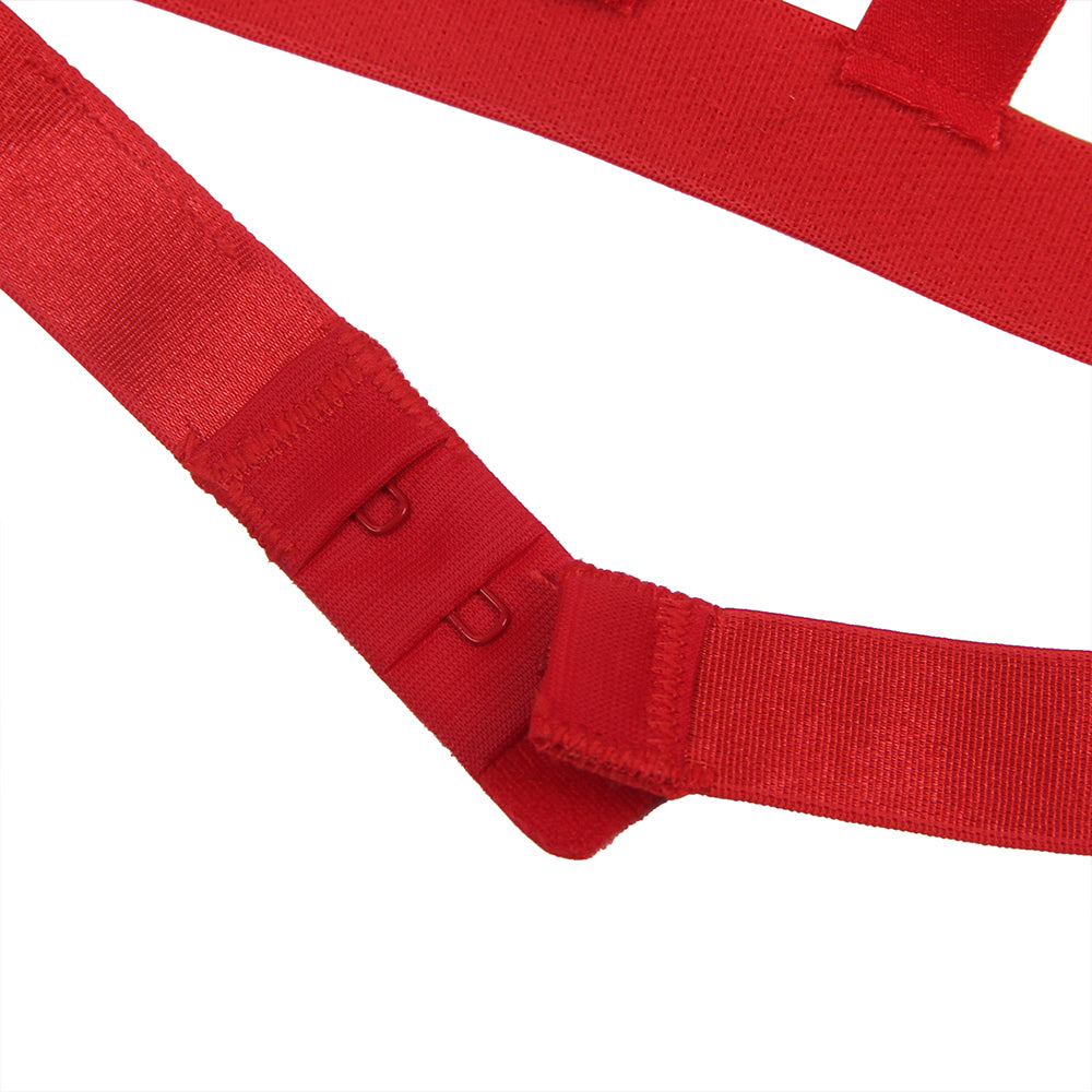 Red Hollow Out Bow-Knot Bra Set with Wristband