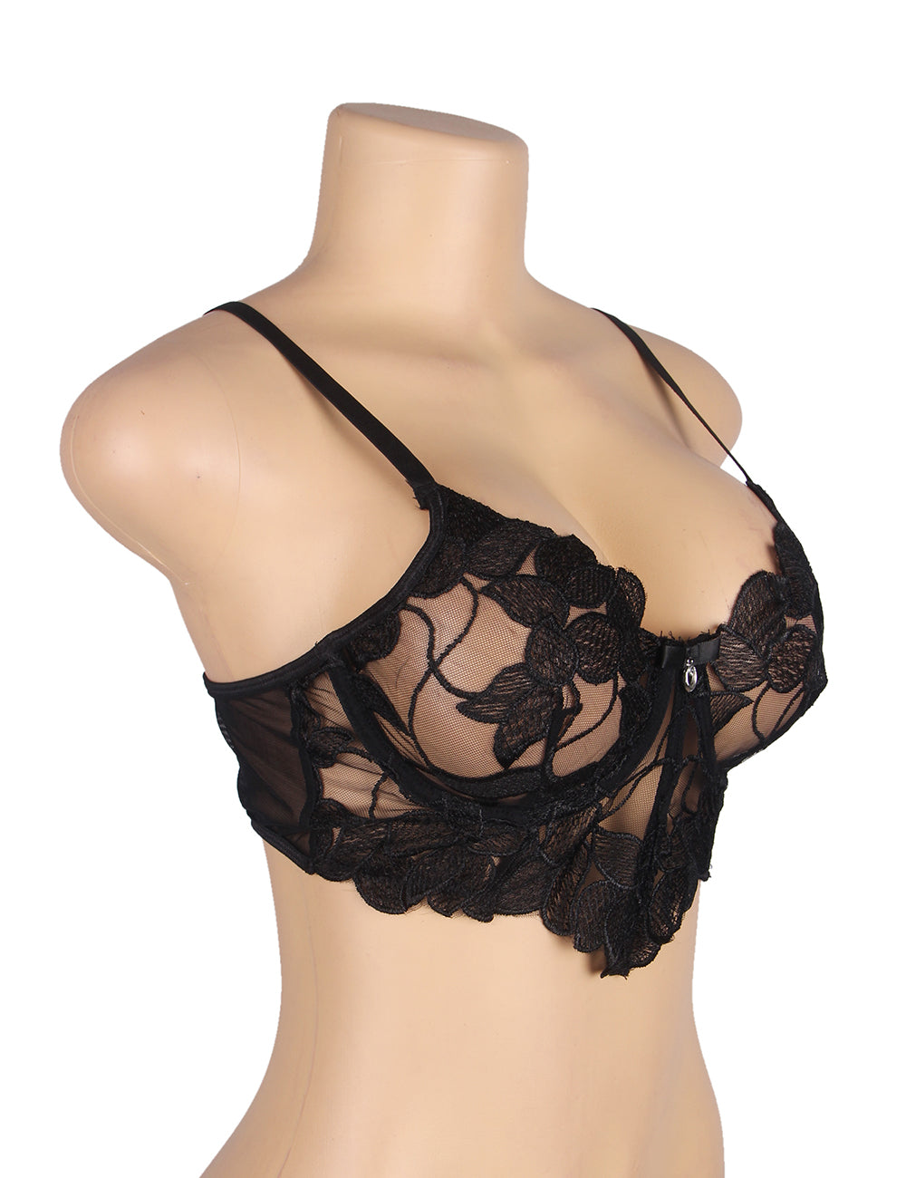 Black Floral Lace Underwire Bra