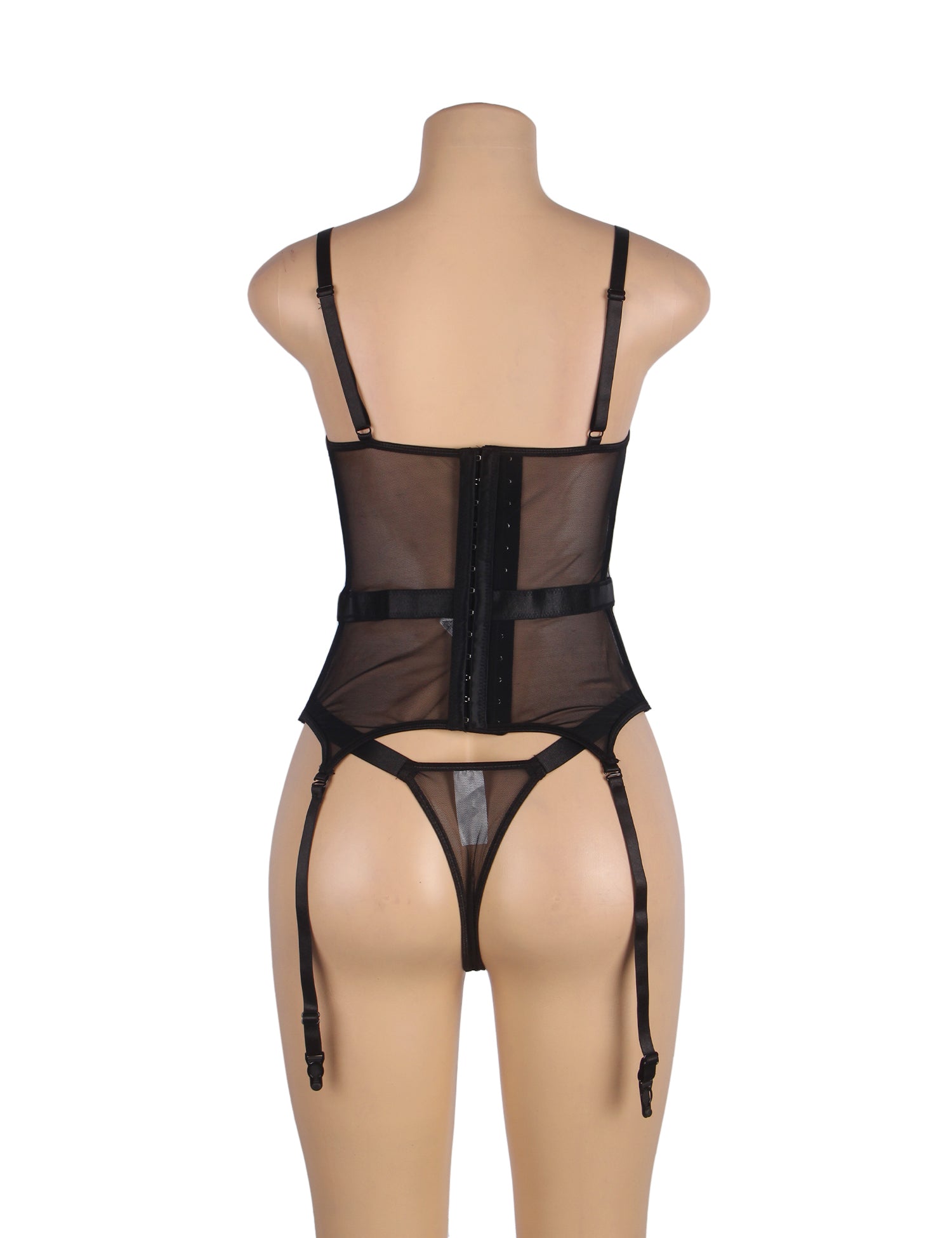 Elegant Embroidery Garter Lingerie With Long Row Of Back Buckles