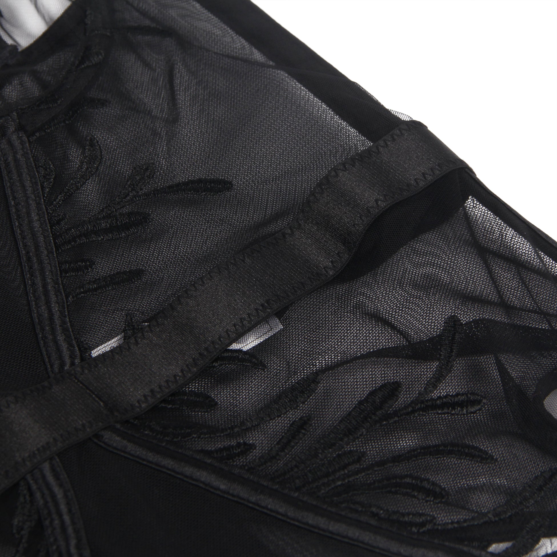 Elegant Embroidery Garter Lingerie With Long Row Of Back Buckles