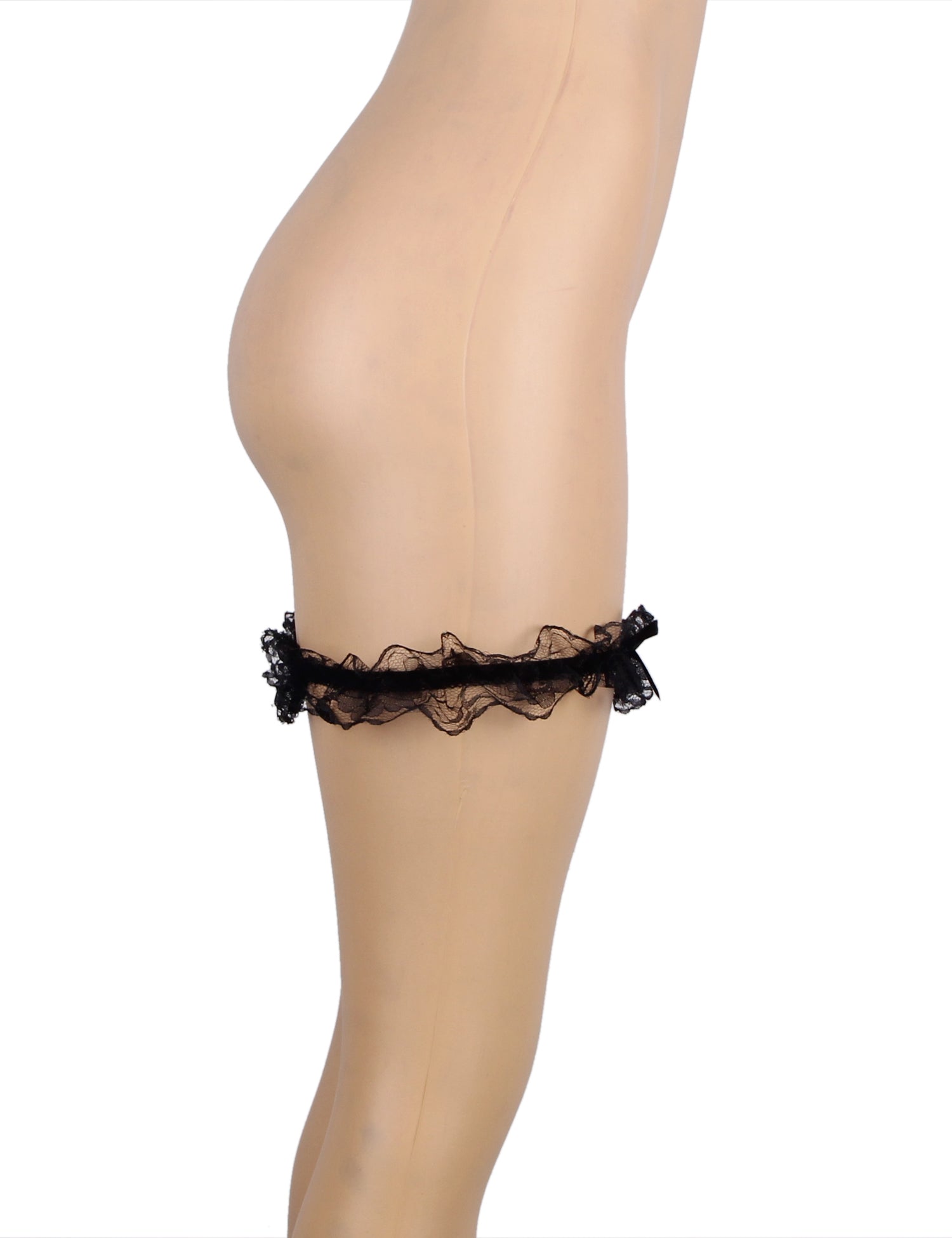 A Pair Of Sexy Black Lace Bow Leg Rings