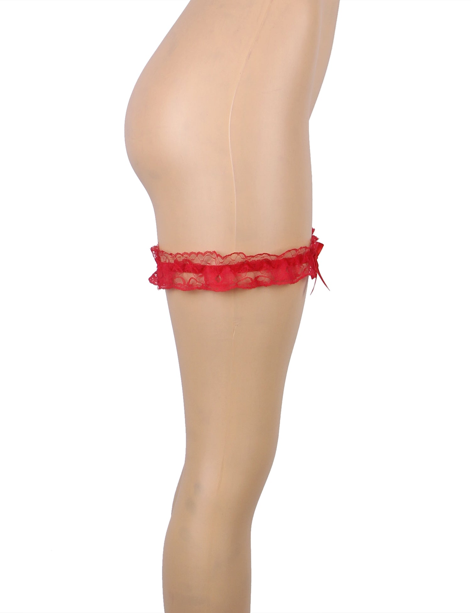 A Pair Of Sexy Red Lace Bow Leg Rings