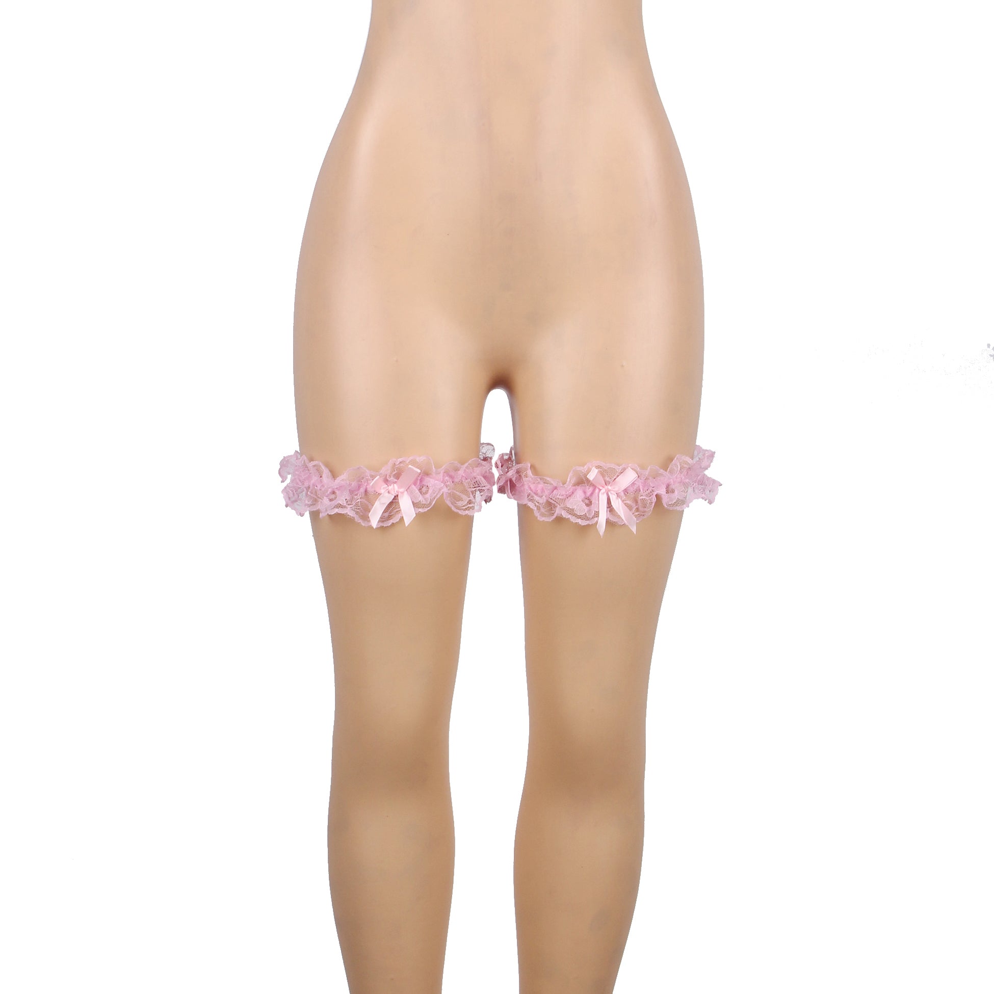 A Pair Of Sexy Pink Lace Bow Leg Rings