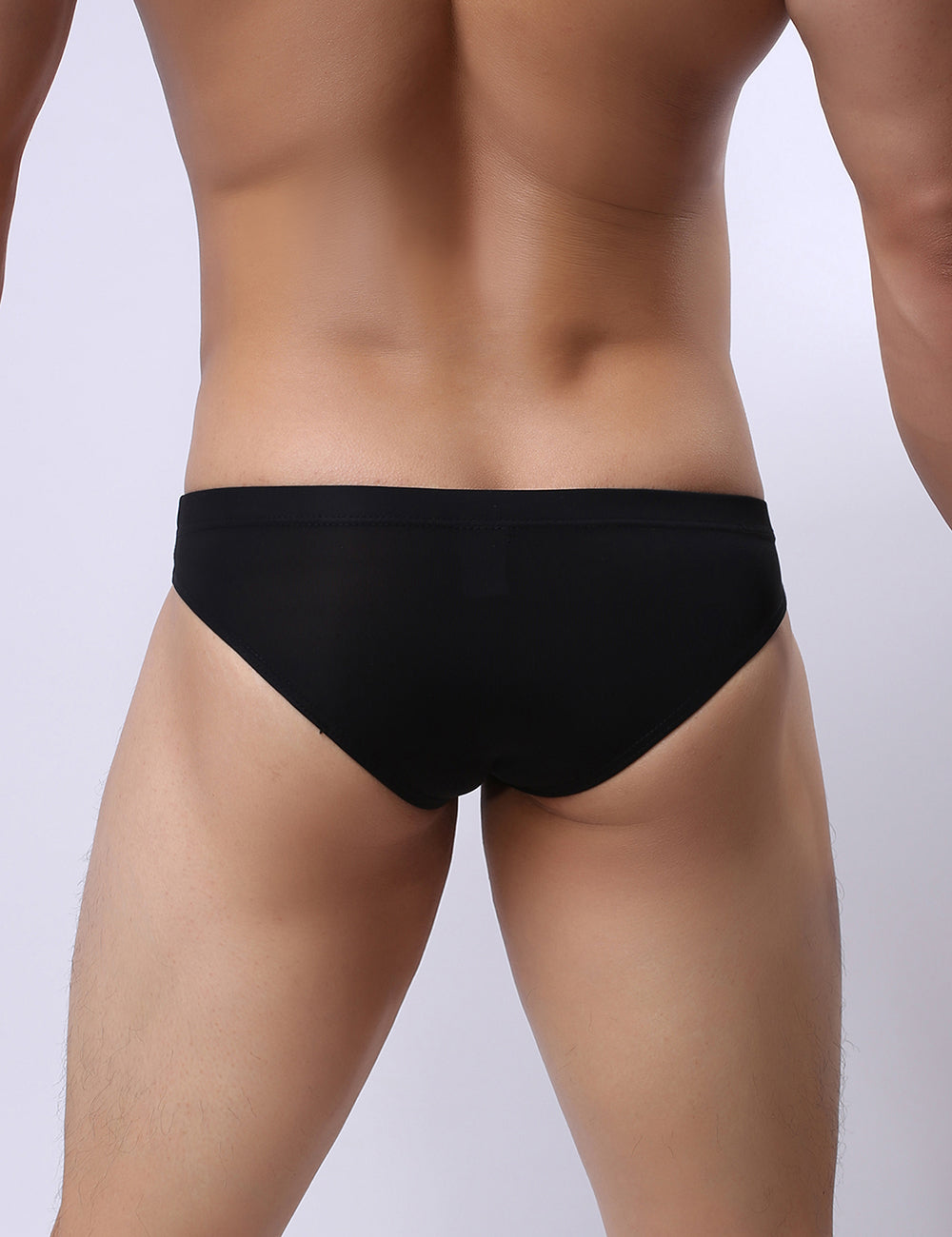 Black Sexy Hollow-Cut Ice Silk Men's Brief