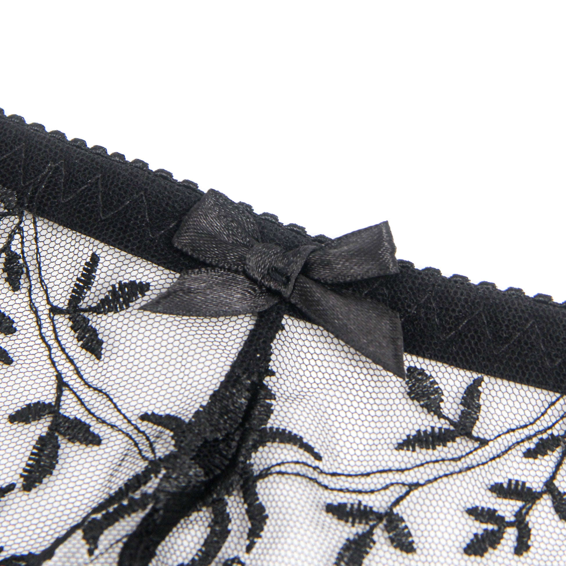 Black Sexy Embroidery Lace Garter Panty