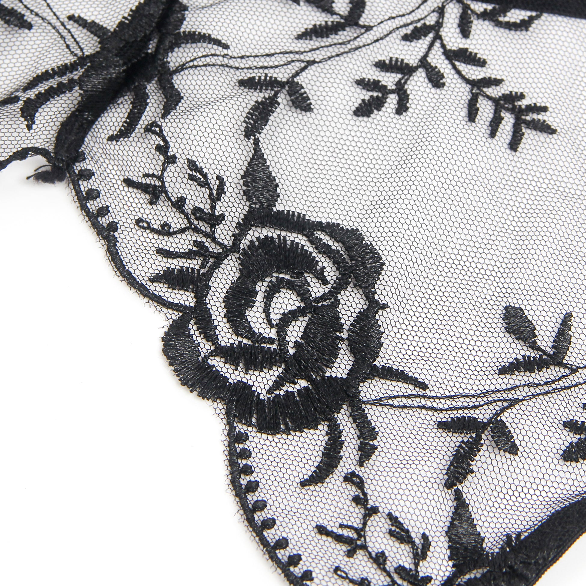 Black Sexy Embroidery Lace Garter Panty