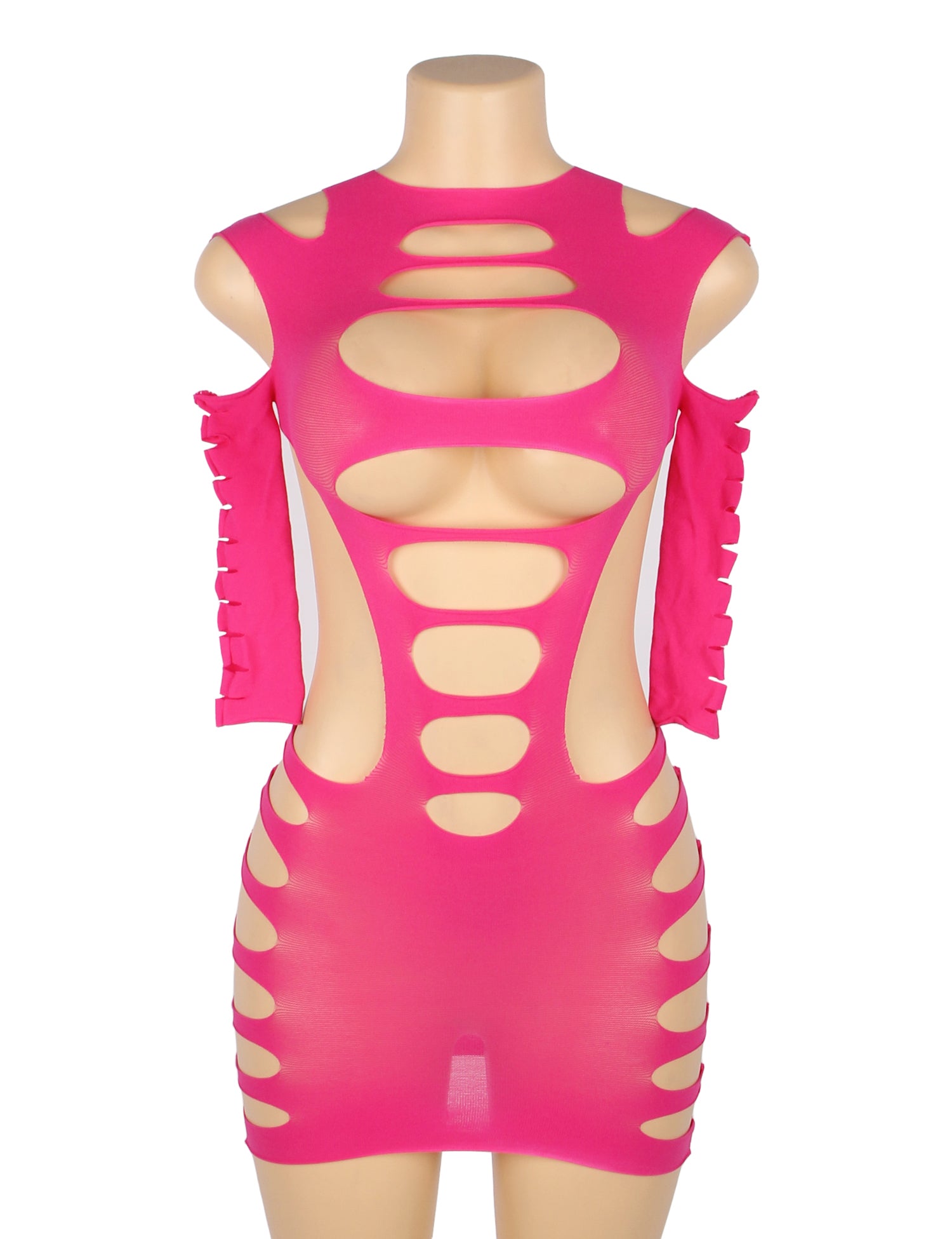 Rose Sexy Long Sleeves Hollow Out Bodystocking