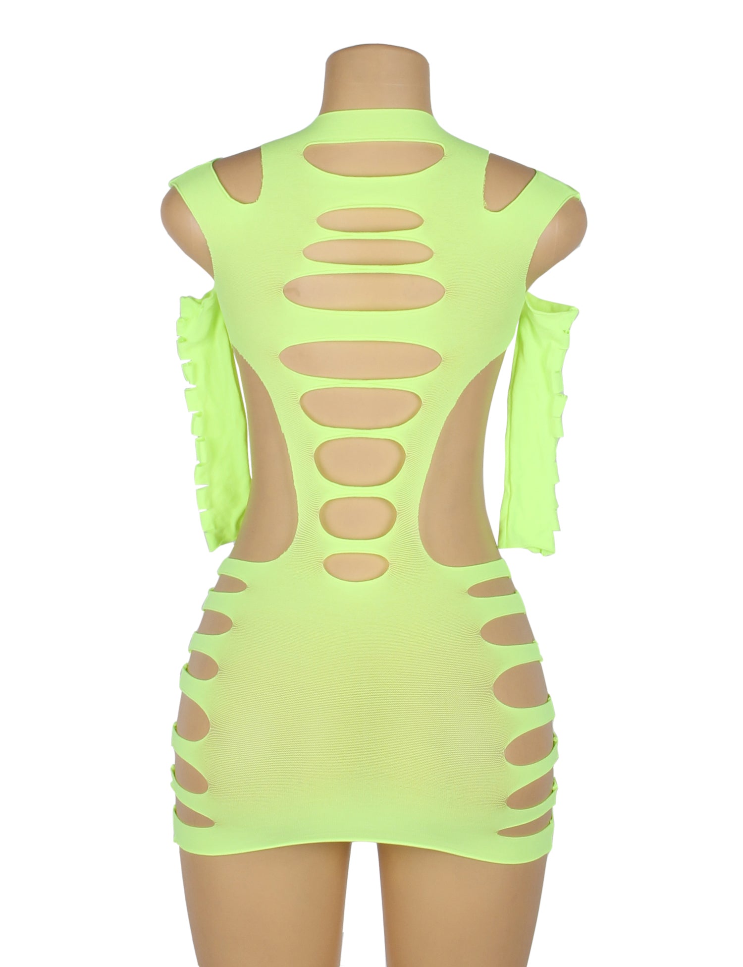 Green Sexy Long Sleeves Hollow Out Bodystocking