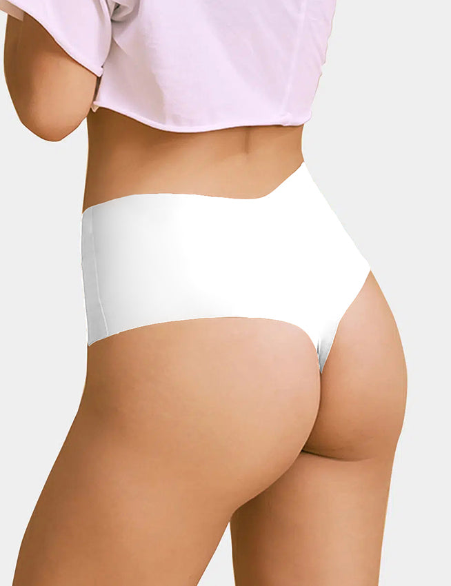 White Sexy Ice Silk High Waist Seamless Panty
