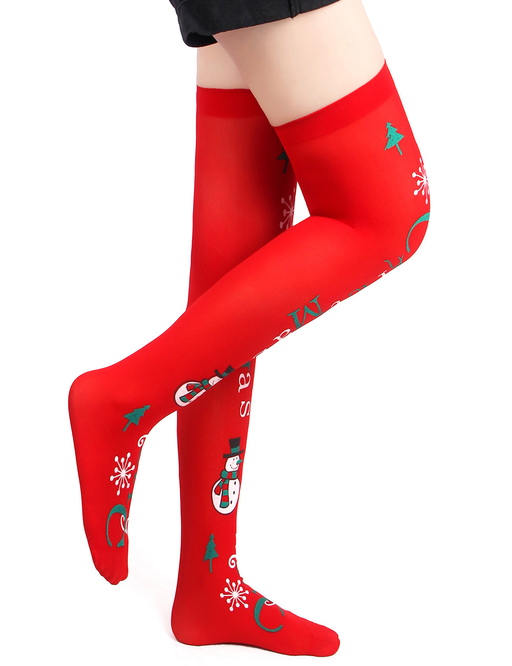 Red Christmas Print Mesh stockings