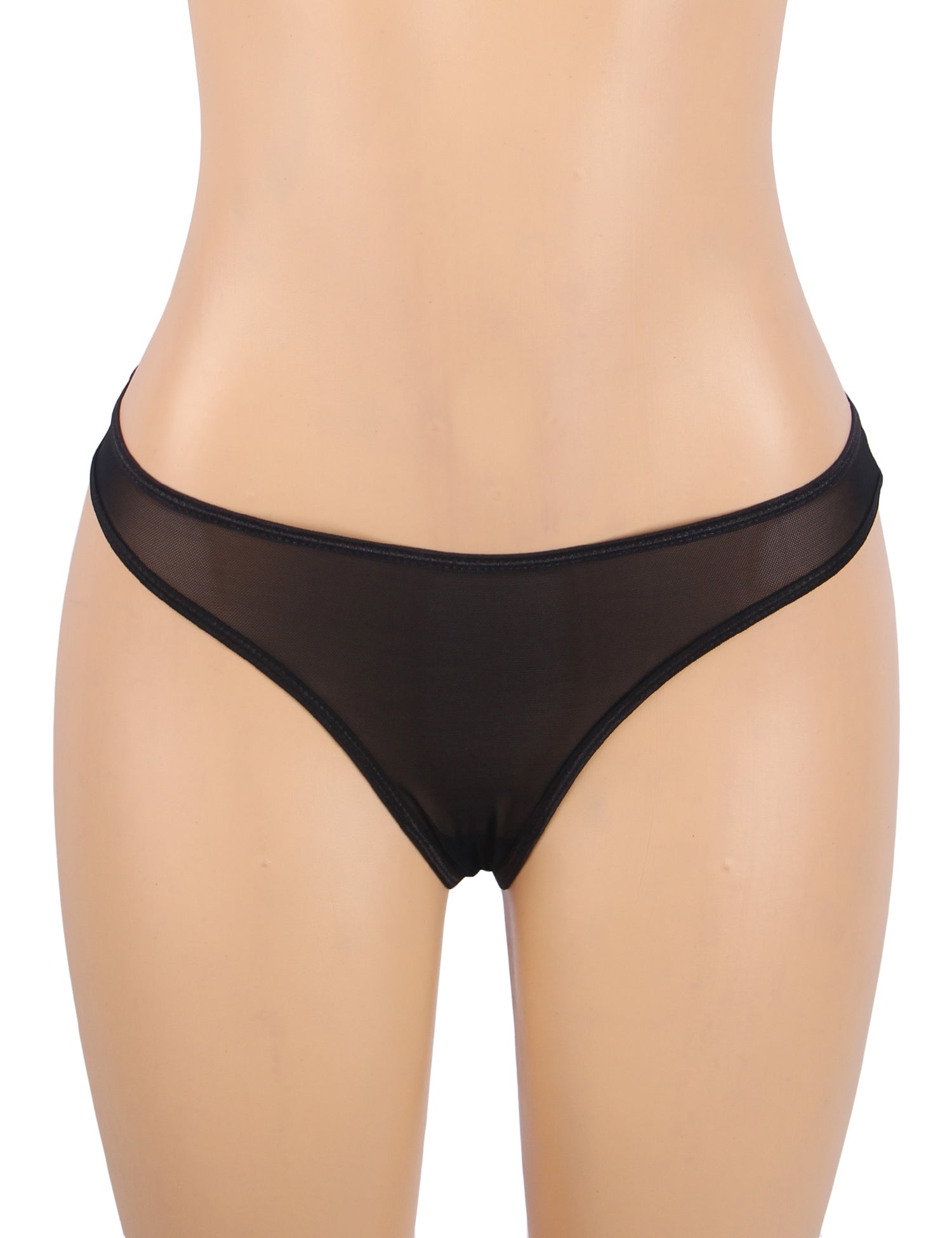 Black Sexy Lace Bow Metal Clips Garter Panty