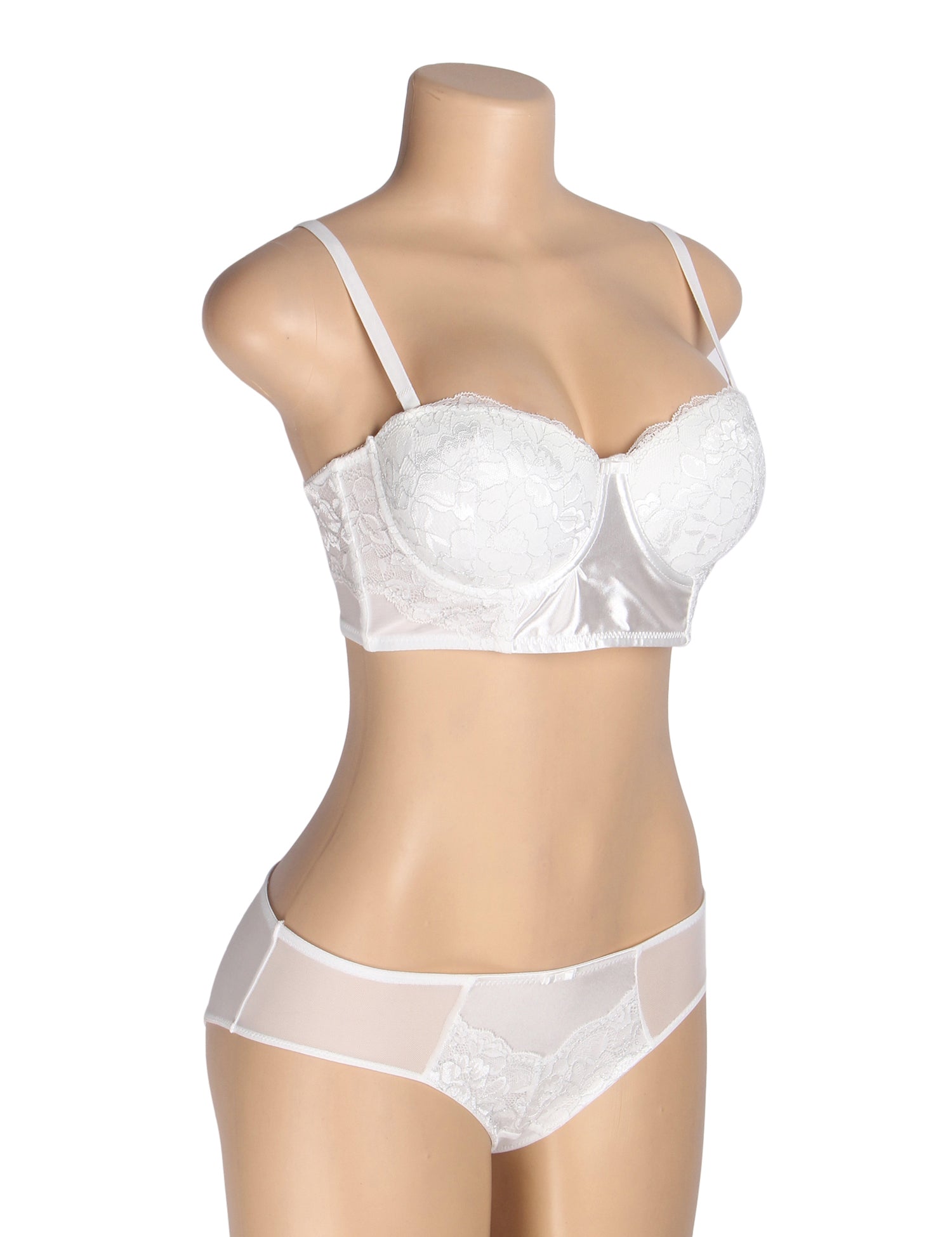 White Sexy Lace Silver String Pattern Bra Set