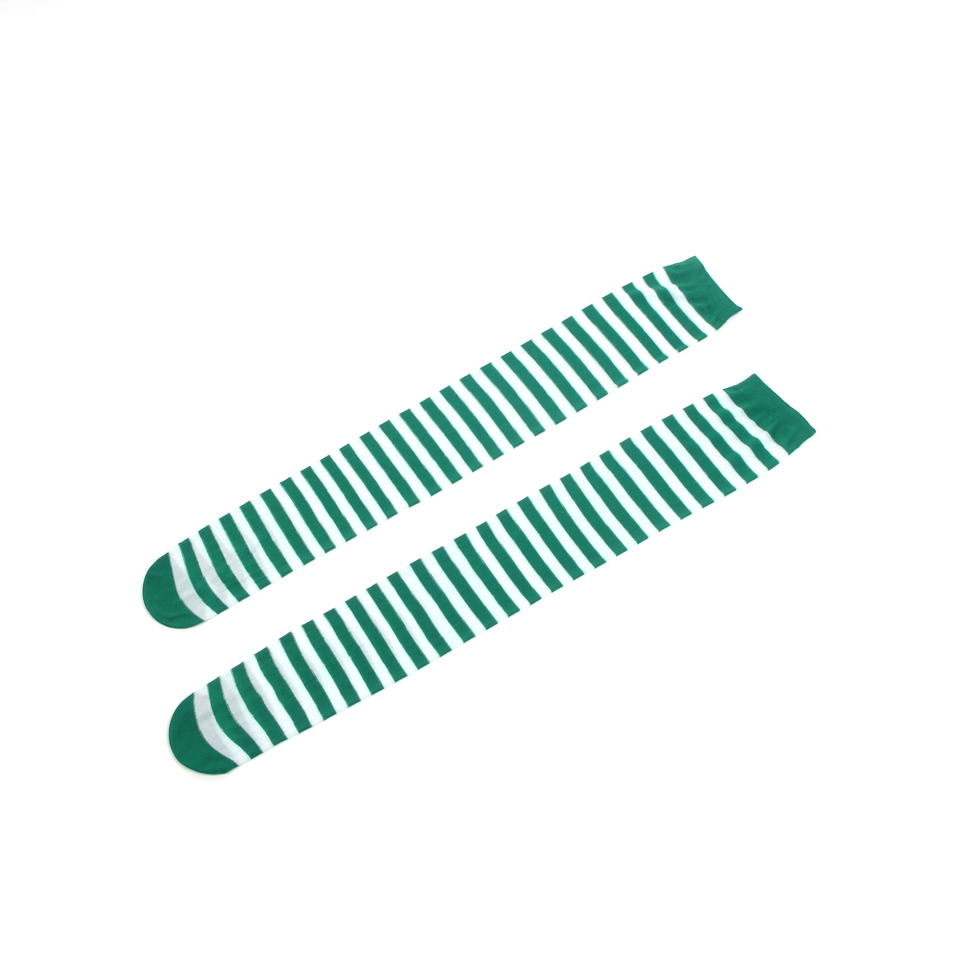 Christmas Green Striped Mesh Stockings