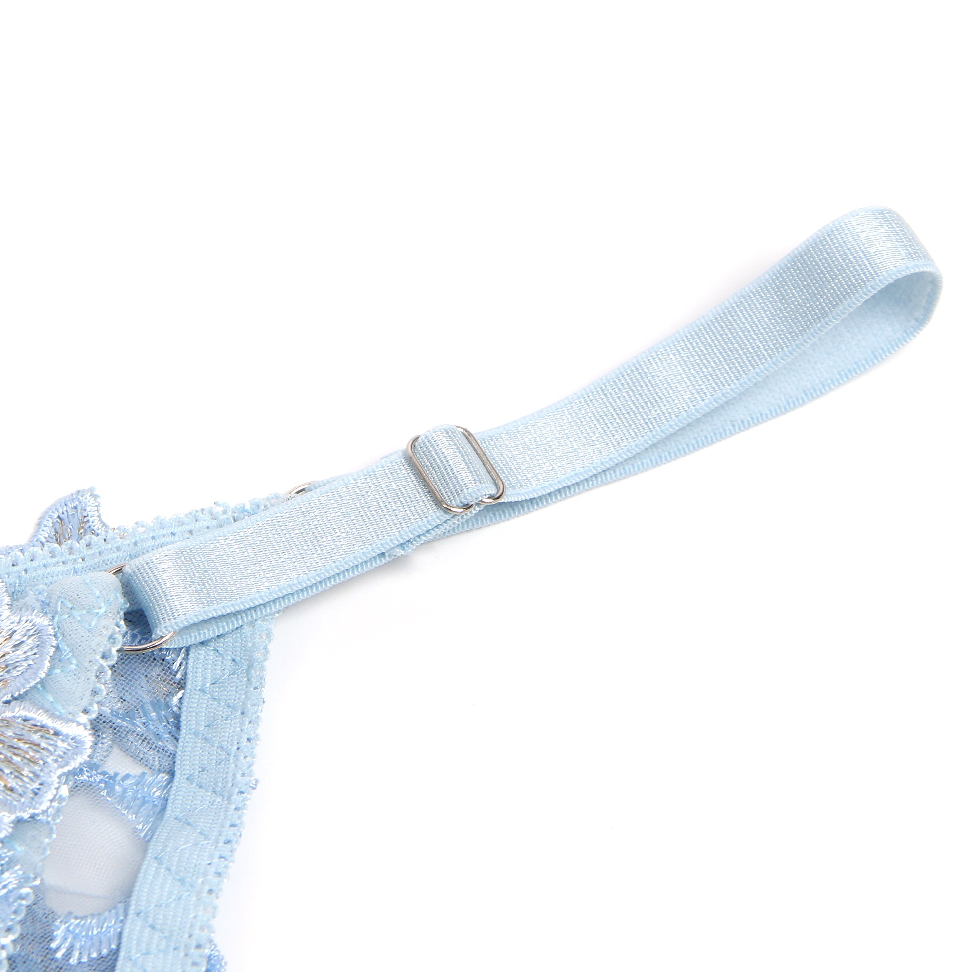 Blue Sexy Floral Mesh Embroidery Lace Bra Set