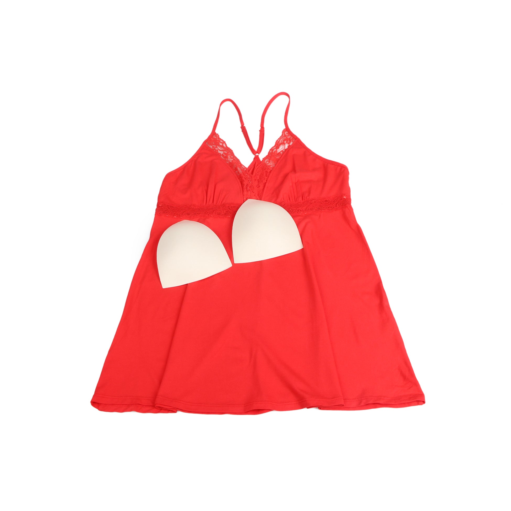 Red Sexy Modal Lace Deep V Neck Suspender Nightdress