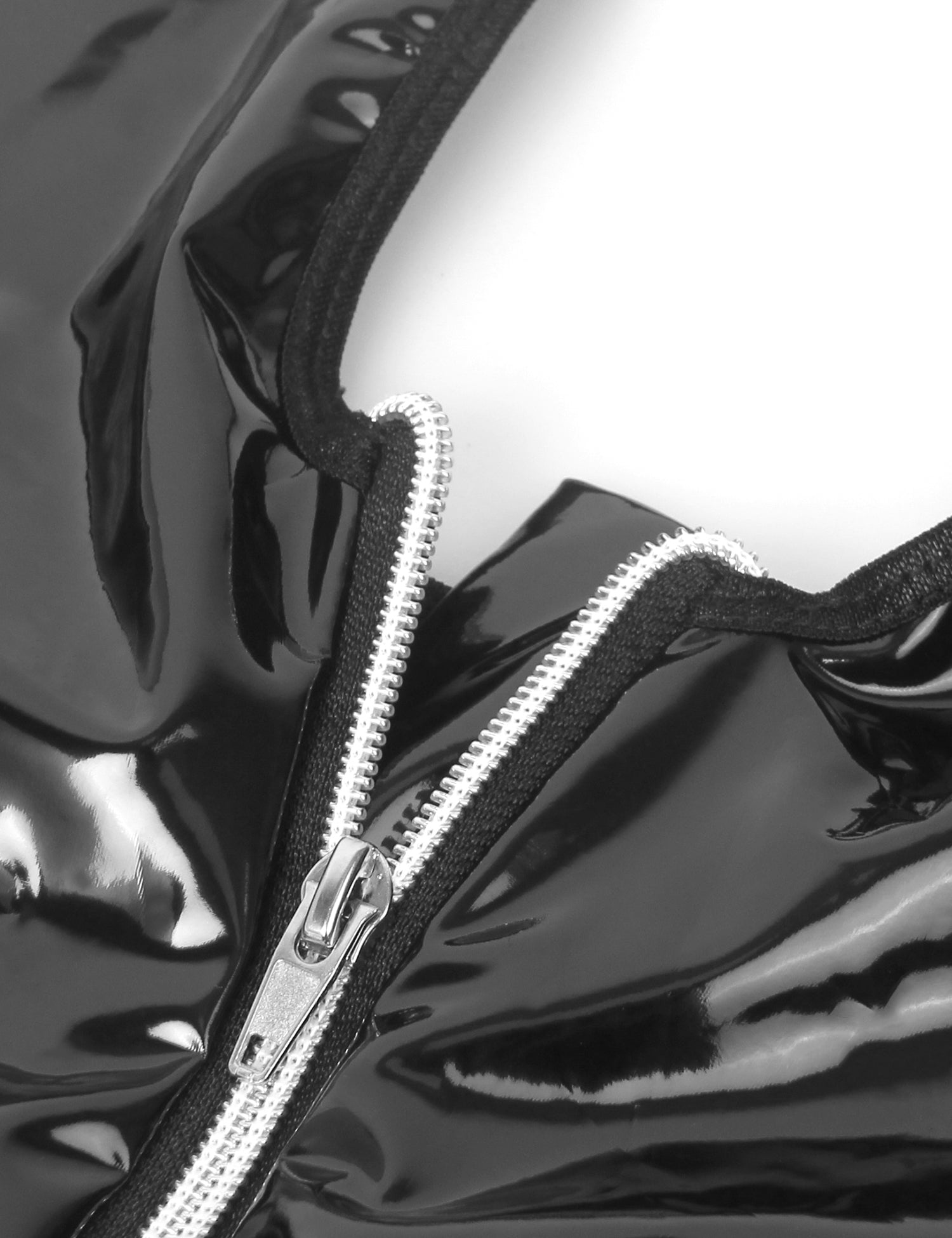 Black Wet-Look Halter Neck Patent Leather Lace Garter Lingerie