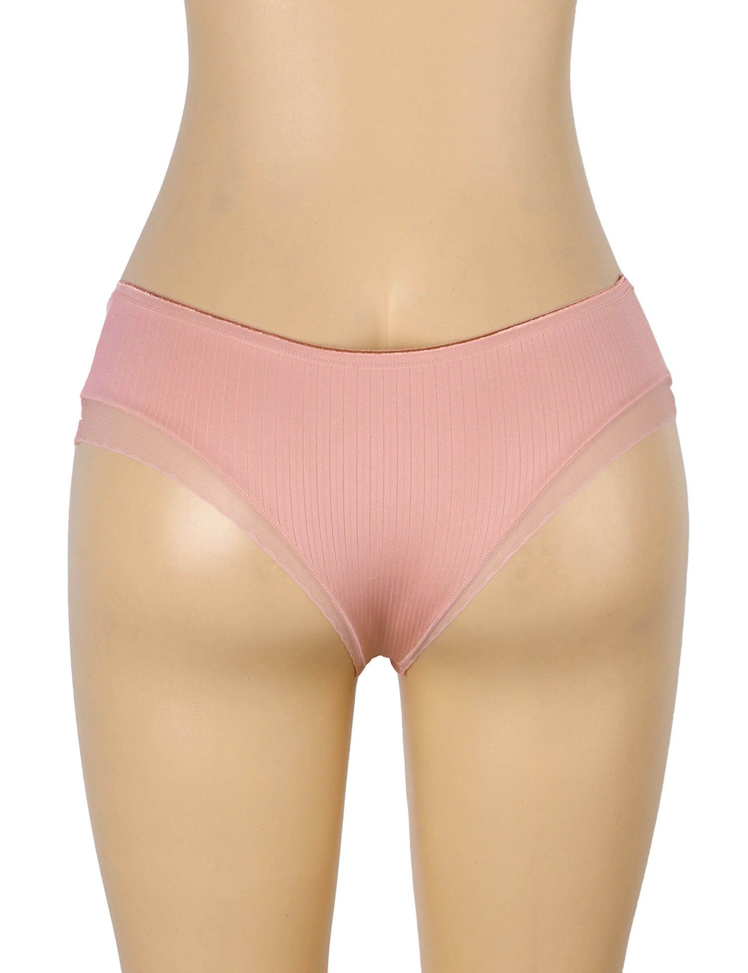 Pink Sexy Striped Fabric And Mesh Bow Women Underwear